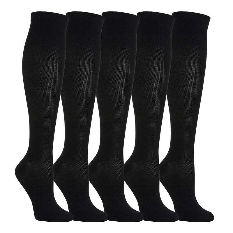 [Australia] - 5 Pairs of Compression Socks Knee Socks Support Stockings Running Socks for Men & Women, Sports, Running, Flight, Travel, Pregnancy, Medical Compression Socks L-XL Black 