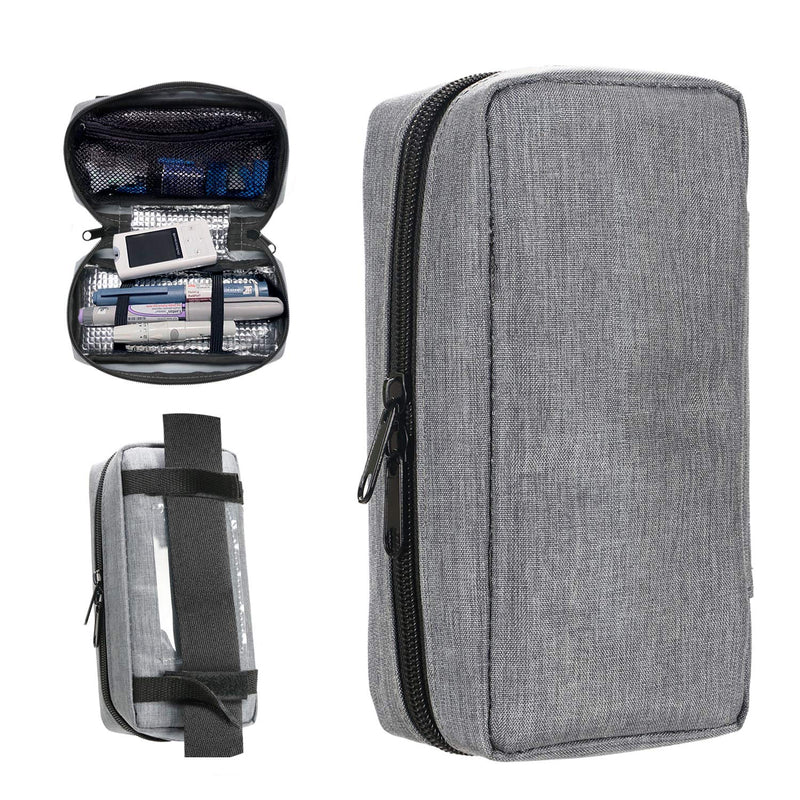 [Australia] - YOUSHARES Insulin Cooler Bag Travel Bag - Medication Diabetic Insulated Portable Cooler Bag for Insulin Pen and Diabetes Cooler Bag, Gray Insulin Bag Grey 