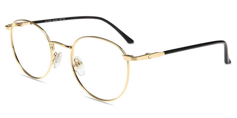 [Australia] - Firmoo Blue Light Filter Glasses Women Men Round Anti Blue Light Computer Glasses without Prescription for PC/Mobile Phone/TV Anti Eye Fatigue Gold 0.0x 