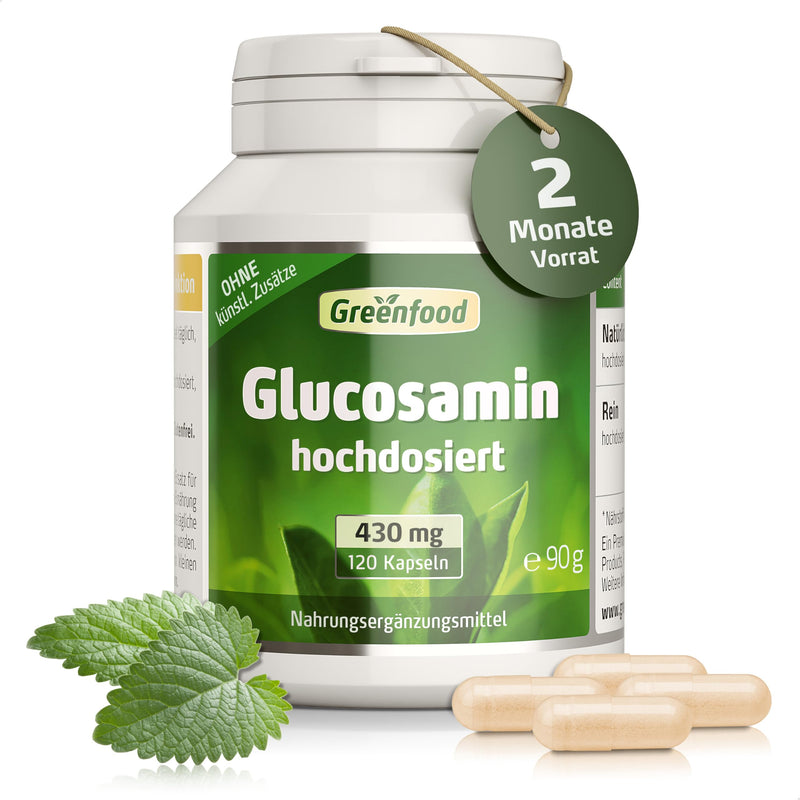 [Australia] - Greenfood Glucosamine, 430 mg, 120 capsules, high dosage - no artificial additives, no genetic engineering (Non GMO). 120 pieces (pack of 1) 