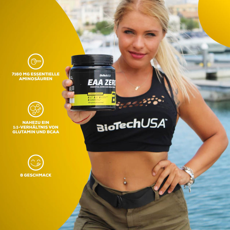 [Australia] - BioTechUSA EAA Zero - Essential Amino Acid Power | 7160mg EAA/serving | WHO recommended ratio | Sugar-free, gluten-free, 350 g, lemon iced tea 350 g (pack of 1) 