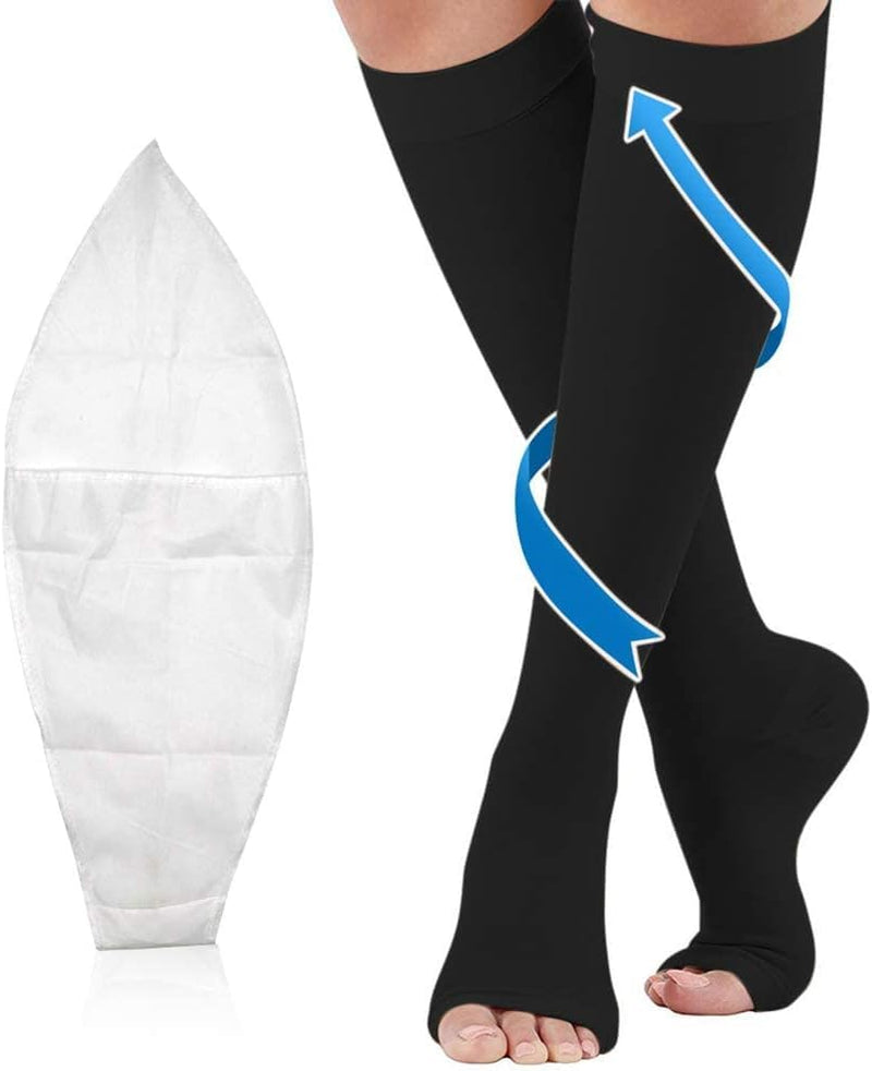 [Australia] - Medical compression stockings for women and men 20-30 mmHg, professional care for ankles, support stockings with gradient compression for varicose veins, promoting blood circulation - Black XXL Black 