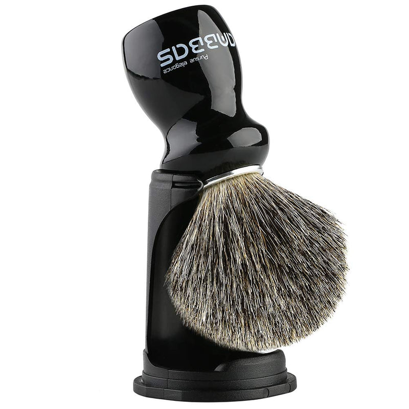 [Australia] - Shaving brush badger hair with black holder Anbbas high-quality wooden handle shaving foam brush perfect for men's shaving (black) 