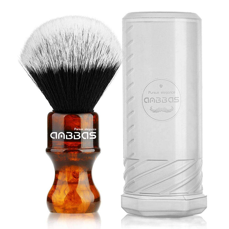 [Australia] - Shaving Brush Vegan with Travel Box for Shaving Brush Classic Nylon Fiber Resin Handle Anbbas Size Shaving Brush (Knot 24mm) (Amber) Amber 