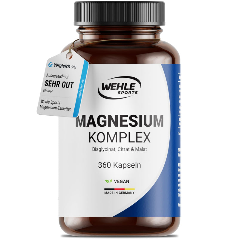 [Australia] - High-dose magnesium 2250 mg magnesium per daily dose - 3-fold complex with: magnesium bisglycinate, magnesium citrate magnesium malate, high-dose, vegan (360 capsules) 360 capsules (savings package) 