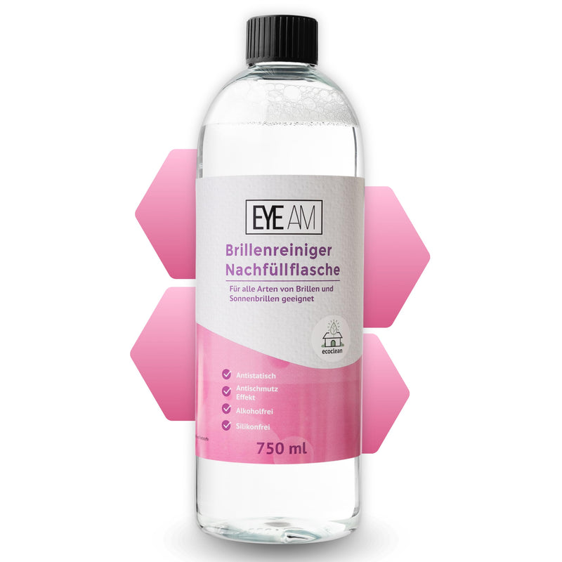[Australia] - Glasses cleaner refill bottle 750ml | Cleaning for glasses and sunglasses - cleaning glasses has an antistatic effect with an anti-dirt effect - model: (refill bottle 750ml) 750 ml (pack of 1) 