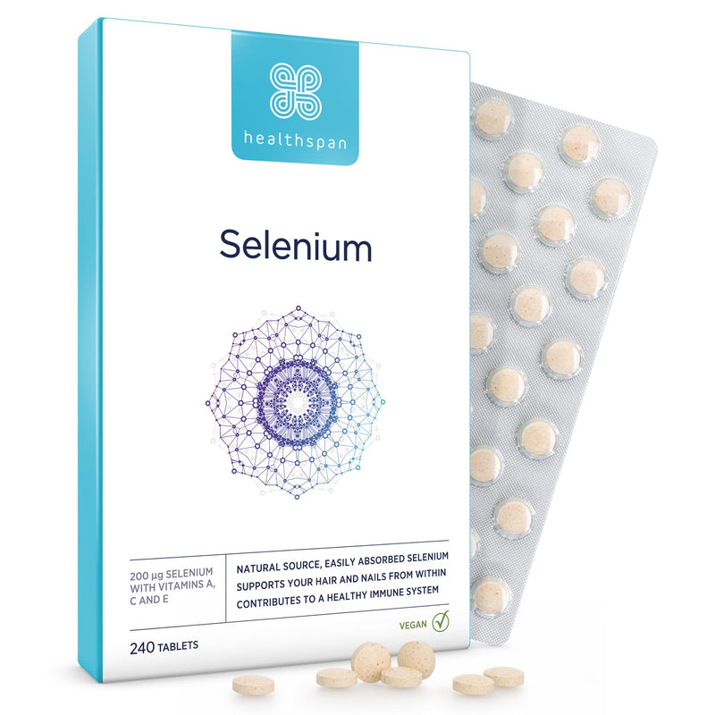 [Australia] - Healthspan Selenium | Highly absorbable | With Vitamin C, A & E | Support for hair, nails and skin health | Comprehensive support of the immune system & cell protection | Vegan | 240 tablets 