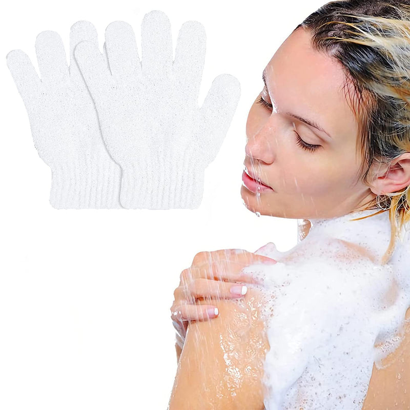 [Australia] - Healifty Exfoliating Gloves Five Finger Gloves Soft Bath Towel (White) Pack of 8 