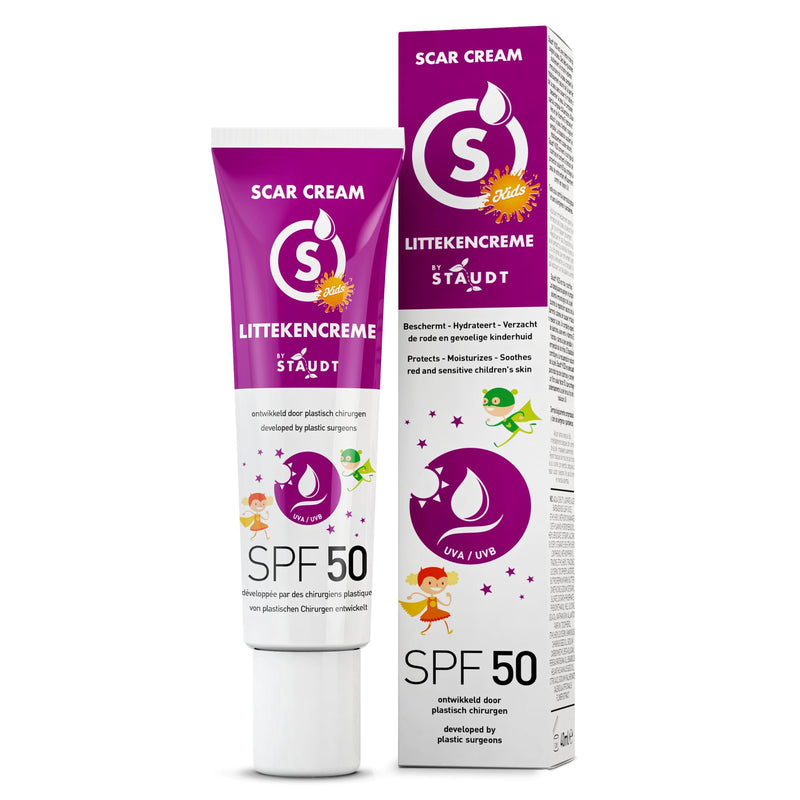 [Australia] - Staudt Children's Scar Ointment SPF50 - Pediatric Silicone Gel for Sensitive Skin - Hydrating Wound and Healing Ointment with Allantoin & Aloe Vera - UV Protection - 40ml 