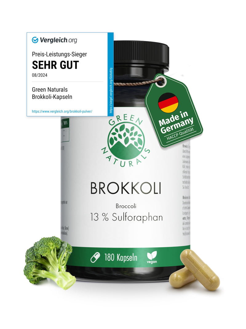 [Australia] - Broccoli extract | 170mg Sulforaphane | 1300mg daily dose | 180 capsules | 3 month supply | vegan & without additives | Manufacturing & laboratory testing in DE | Green Naturals® 