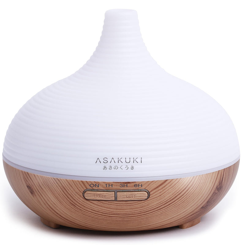 [Australia] - ASAKUKI 300ml Aroma Diffuser for Fragrance Oils, Premium Ultrasonic Humidifier Aromatherapy Oils Diffuser with 7 Colored LED Light, BPA Free Bedroom, Office, Spa Yellow 