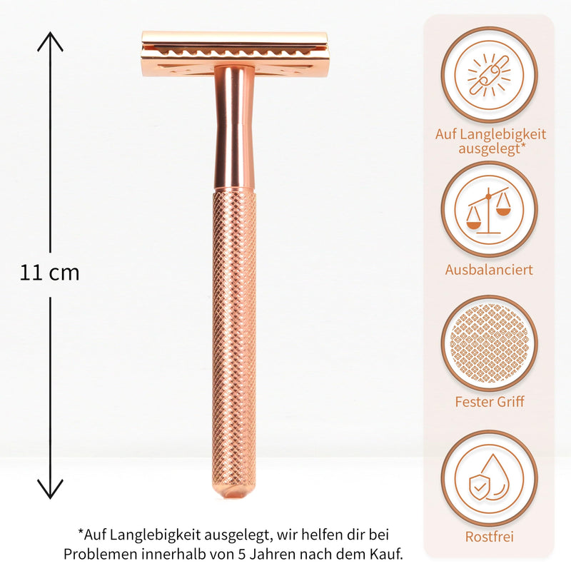 [Australia] - Bambaw safety razor for men and women with 5 razor blades | Metal razor women | Women's Safety Razor Metal | Wet razor women | Eco razor metal | Zero waste safety razor women rose gold 
