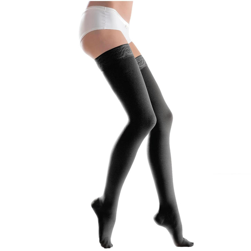 [Australia] - Lauma Medical, 23-32 mmHg Class 2 medical compression stockings with lace stripes, varicose veins, frequent swelling in the legs, pain in calves and feet Black S size, short 