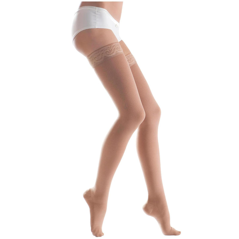 [Australia] - Lauma Medical, 23-32 mmHg Class 2 medical compression stockings with lace stripes, varicose veins, frequent swelling in the legs, pain in calves and feet, beige S size, short 
