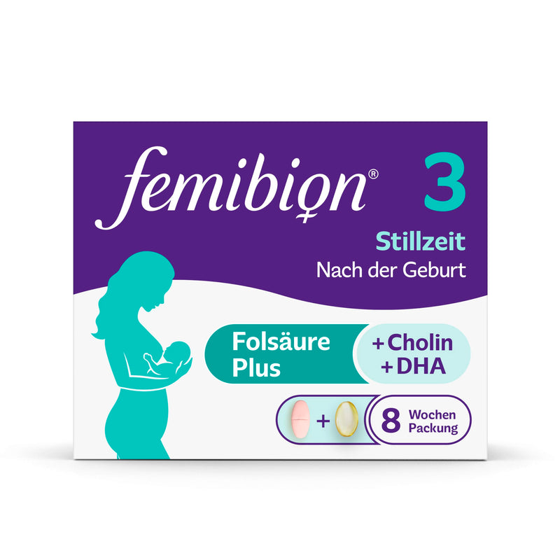 [Australia] - Femibion 3 Breastfeeding, Daily Nutritional Supplement for Lactation, With Choline, DHA, Folic Acid, Metafolin, 8 Week Pack, 2 x 56 Pieces 