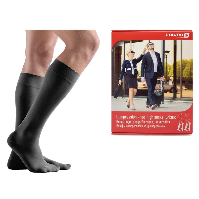 [Australia] - Lauma Medical 23-32 mmHg Closed Toe Medical Compression Knee Socks Class 2, Varicose Veins, Frequent Swelling in Legs, Pain in Calves and Feet M Size, Long Black 