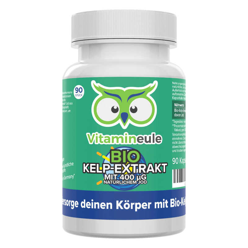 [Australia] - Iodine capsules made from organic kelp - high dose with 400 µg - quality from Germany - natural iodine from organic kelp algae extract - without additives - vegan - laboratory tested - from brown algae - Vitamineule® 
