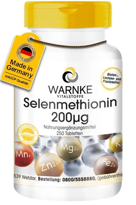 [Australia] - Selenium tablets - 200mcg - Selenomethionine - vegan - 250 tablets | Warnke vital substances - German pharmacy quality 