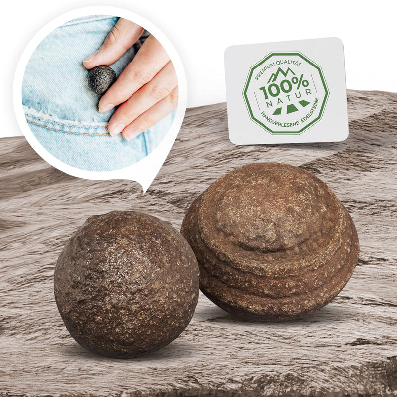 [Australia] - PURAJA Pair of Original Moqui Marbles with Certificate of Authenticity | Living stones in premium quality | Directly from the Hopi Indian area in the western USA (size M 18-22mm) M (2 pieces) 