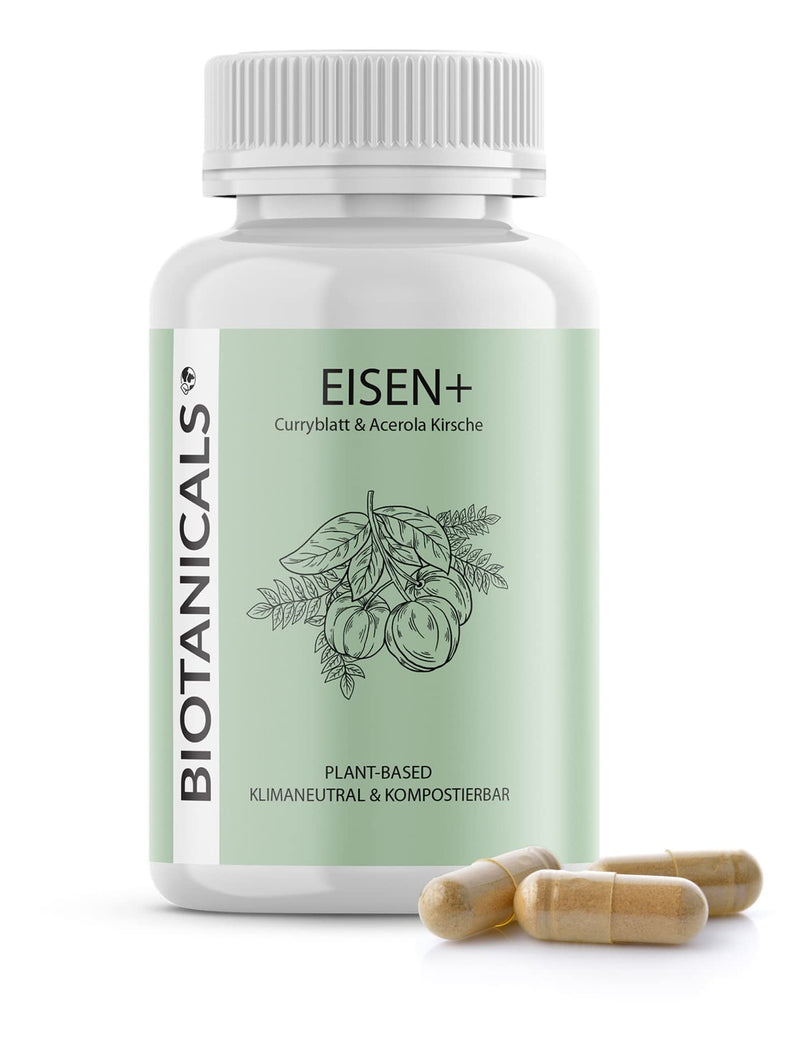 [Australia] - Biotanicals - Iron capsules (120 pieces) - High-dose plant-based iron, made from curry leaf and vitamin C from acerola cherry - for 4 months - CO2 neutral & compostable - vegan 