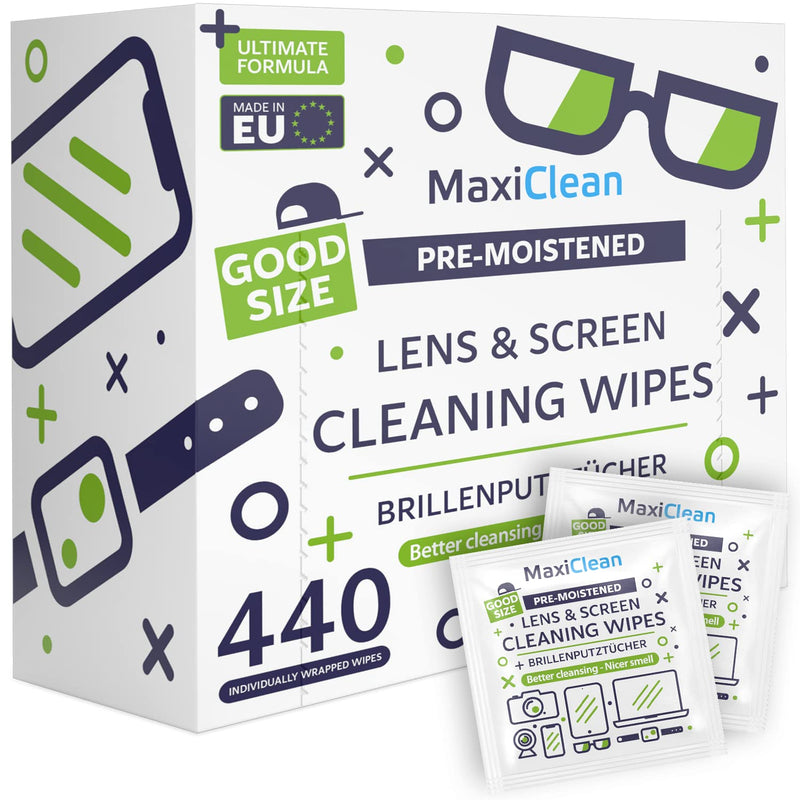 [Australia] - MAXI CLEAN glasses cleaning cloths - 440 glasses cleaning cloths moist - glasses cleaner wet wipes for glasses, laptop and PC screens, binoculars, optical lenses, watch glasses 