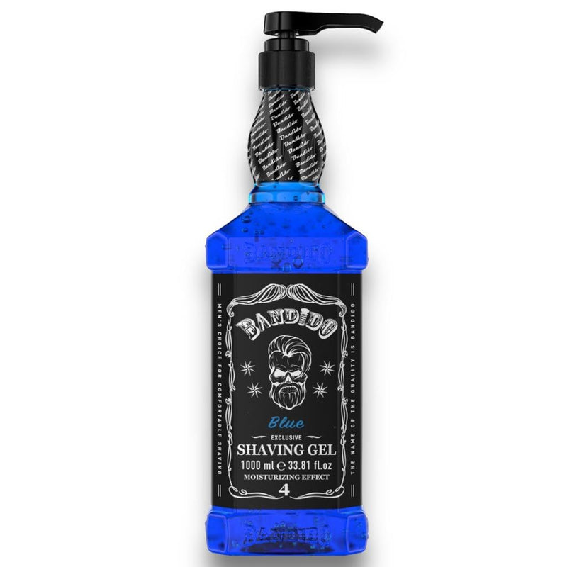 [Australia] - Bandido Shaving Gel Men Red & Blue 1000ml Transparent Shaving Gel for Men, Non-Foaming, Precise Shaving of Beard Contours, Can Be Used with Any Razor Blade, Men's Razor (Blue 1000ml) 