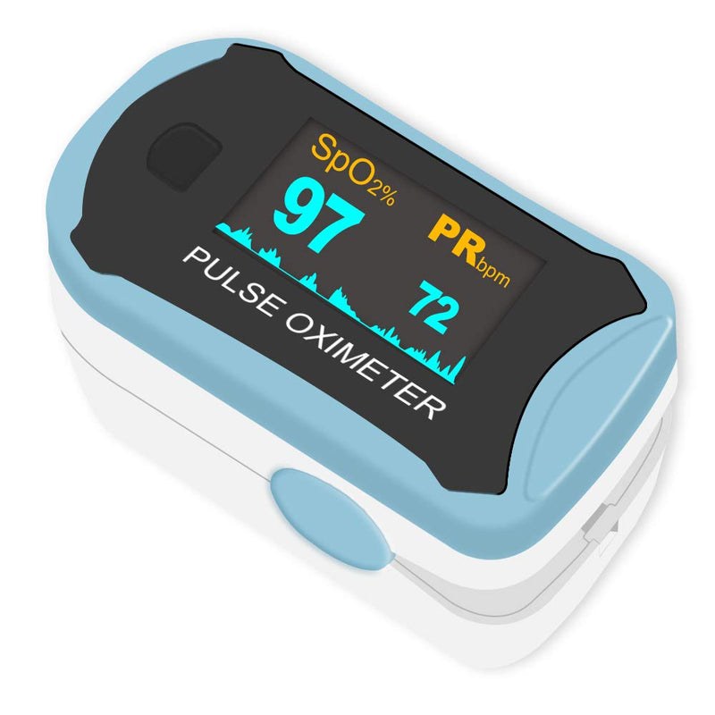 [Australia] - Easy@Home Pulse Oximeter Oximeter Finger Pulse Oximeter for Measuring Oxygen Saturation (SpO2) Heart Rate PI Rotatable OLED Display Portable Neck Strap Nylon Bag - Blue 