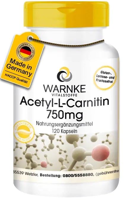[Australia] - Acetyl-L-Carnitine capsules - 750mg - 120 capsules - high dosage - vegan | Warnke vital substances - German pharmacy quality 