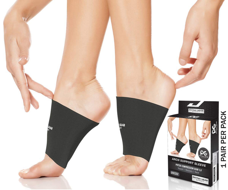 [Australia] - Physix Gear foot bandage metatarsal immediate pain relief for flat feet, splay feet, heel spurs, plantar fasciitis foot bandage midfoot with arch support flat foot insoles BLACK XL 