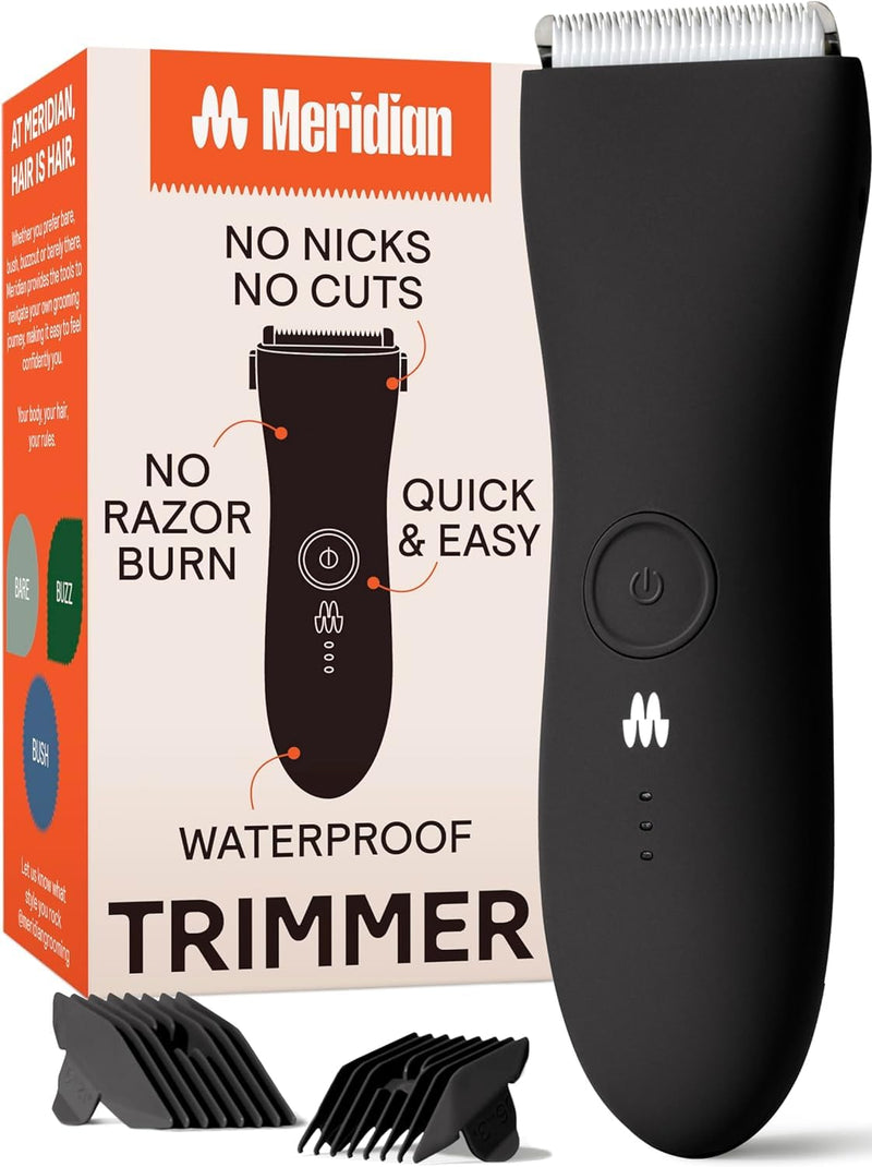 [Australia] - MERIDIAN intimate razor man, body groomer men, body razor men, body razor men, body groomer men, body trimmer men, manscape, trimmer, clipper & body hair trimmer Onyx Original Black 