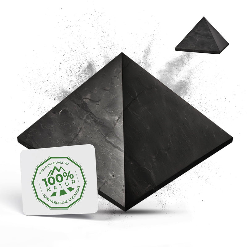 [Australia] - PURAJA Shungite Pyramid | Original from Karelia | Polished | Contains fullerenes | With certificate from the Zazhoginskij mine 5cm 