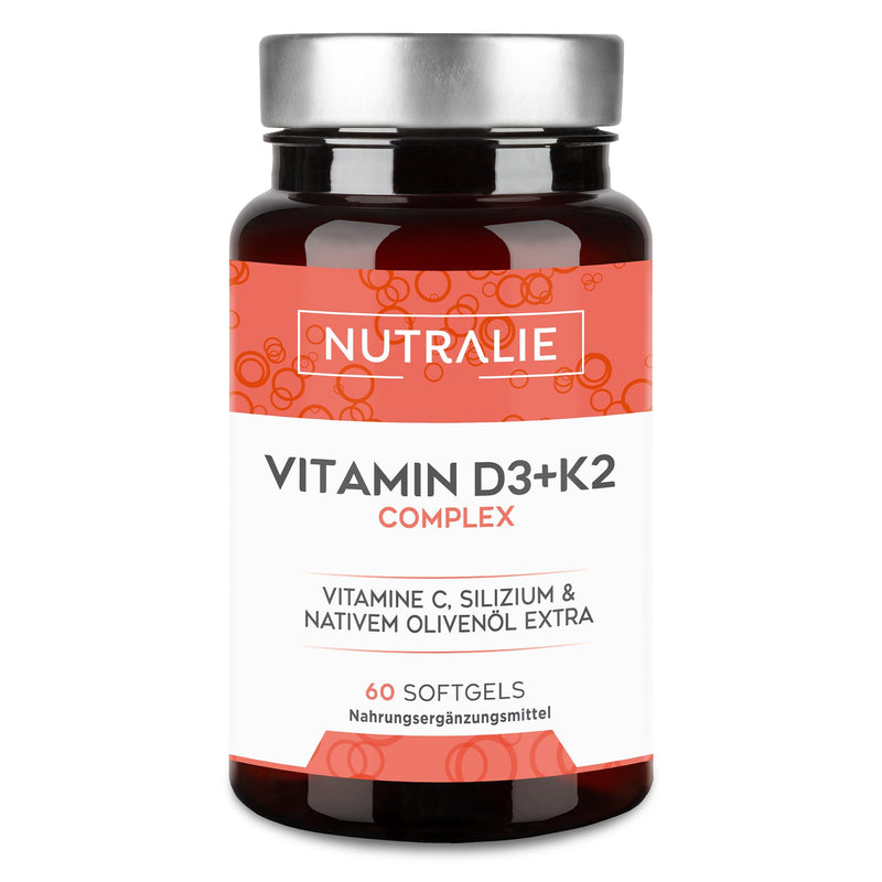 [Australia] - Vitamin D3 + K2 High Dose - 10,000 IU Vitamin D3-99.7+% All-Trans MK7 (K2VITAL®) - With Vitamin D3 + K2 + Silicon & Olive Oil - 60 Softgels - Laboratory Tested - Nutralie Vitamin D3K2 