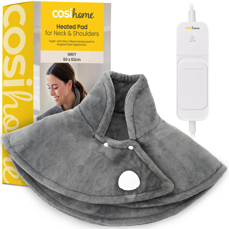 [Australia] - Cosi Home heating pad with automatic switch-off - heating pad for back, shoulder, neck with 3 heat levels, overheating protection & remote control made of ultra soft luxury flannel (gray) 60x62cm 