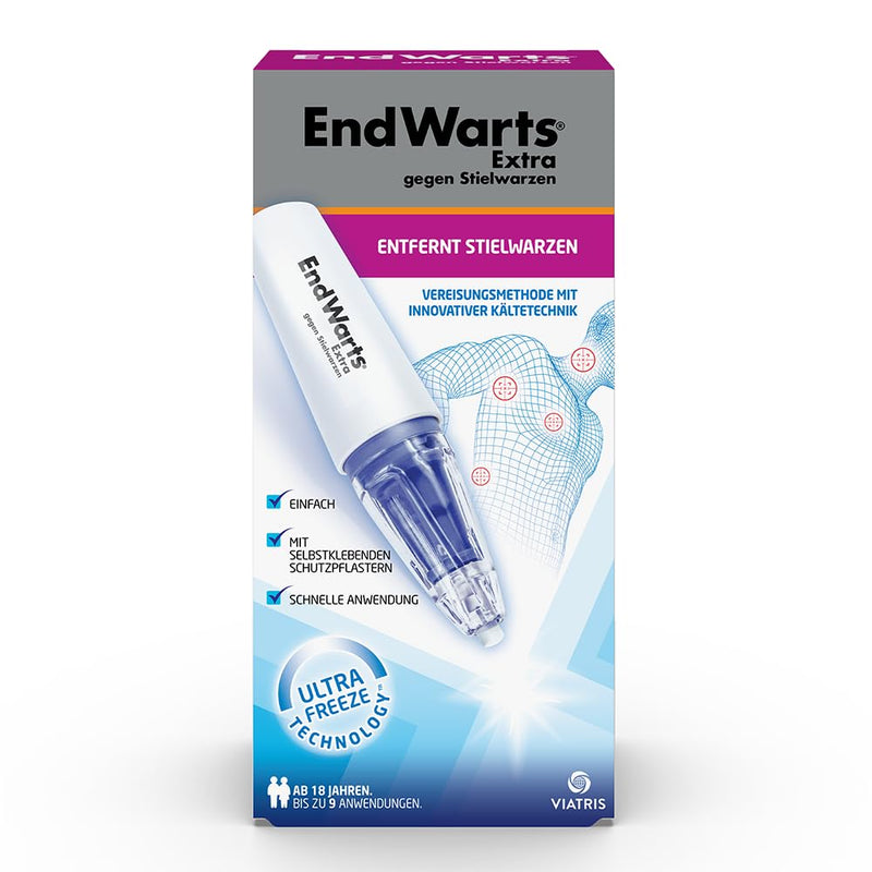 [Australia] - EndWarts EXTRA: Treat stalked warts, icing agent for treating stalked warts on the neck, chest and armpits, 9 disposable tips & 9 plasters, patches, spray 