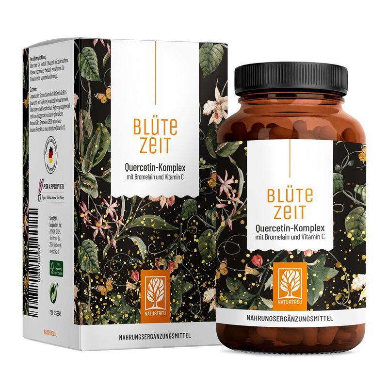 [Australia] - Quercetin Bromelain Complex 120 capsules vegan - 500 mg quercetin high dose, 100 mg bromelain and 16 mg vitamin C per daily dose - blooming time from Naturtreu 