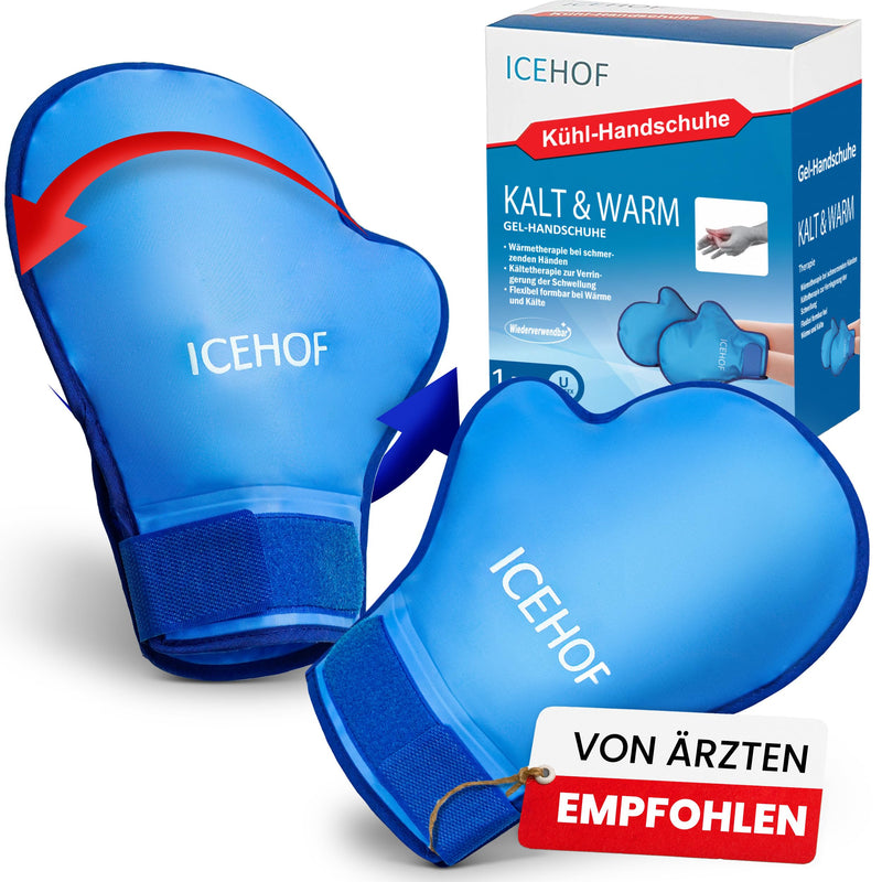 [Australia] - ICEHOF cooling gloves [2x] Gentle fabric - cooling gloves for hands/fingers during chemotherapy/rheumatism - gel gloves cold gloves (blue) Blue cooling gloves 