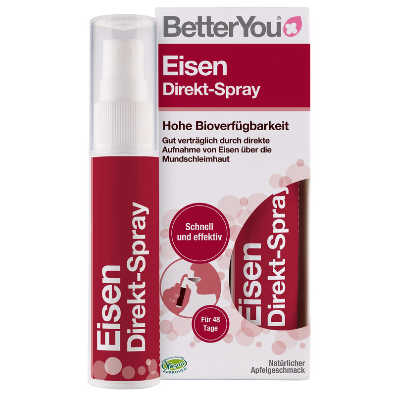 [Australia] - BetterYou Iron Direct Spray - well tolerated through absorption through the oral mucosa - high bioavailability - delicious apple flavor - the practical alternative to tablets - vegan, 25ml 
