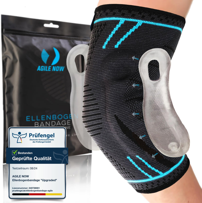 [Australia] - AGILE NOW® Elbow Brace Upgraded stabilizes & protects the joints, non-slip tennis elbow bandage with curved gel pads, suitable for all sports such as tennis, weightlifting & golf (L | Blue) L Blue 
