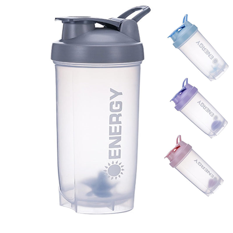 [Australia] - Pubiao Shaker for Protein Sports Drinks Protein Shaker Cup Sports Supplement Shaker with Mixer Ball Fitness Milkshake Portable Workout Water Cup 500ml (Grey) Gray 