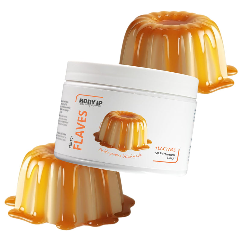 [Australia] - BODY IP Perfect Flaves flavor powder low in sugar and calories | Pudding | Flavor powder for low-fat quark and much more. with lactase & delicious pieces | Intense taste & sweetness | 150g 