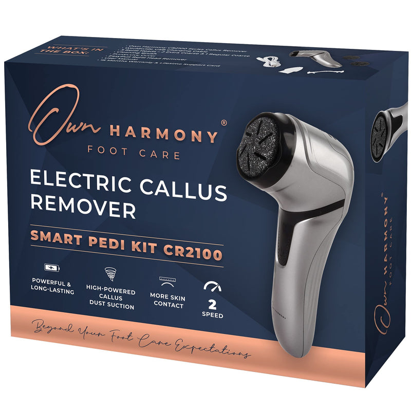 [Australia] - Own Harmony Electric Callus Remover with Suction Function: Professional Pedicure Tools - Electronic Pedi Foot File: Best for Hard Skin Removal and Dry, Cracked Heels Foot Care (USB Cable) Quantum Silver 