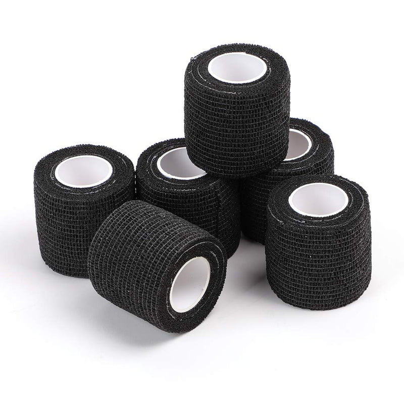 [Australia] - STIGMA Pack of 6 Disposable Tattoo Grip Tape Tattoo Grip Cover Wrap Elastic Self-Adhesive Bandage Tape for Tattoo Machine Grip Black (2" x 5 Yards) TC622 
