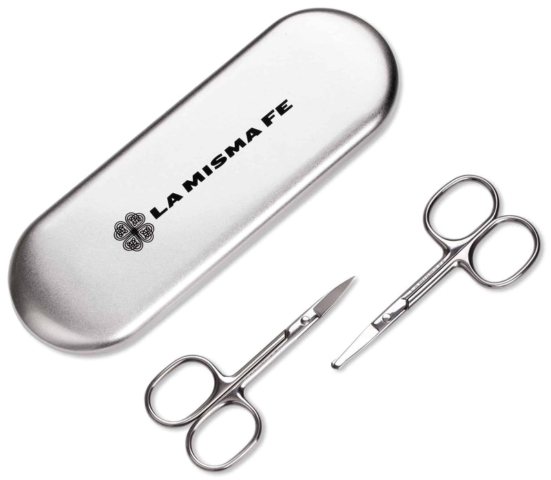 [Australia] - Beauty Scissors Set Eyebrow Scissors Nose Hair Removal Beard Scissors Men - Pack of 2 Sharp, Small, Polished Stainless Steel 