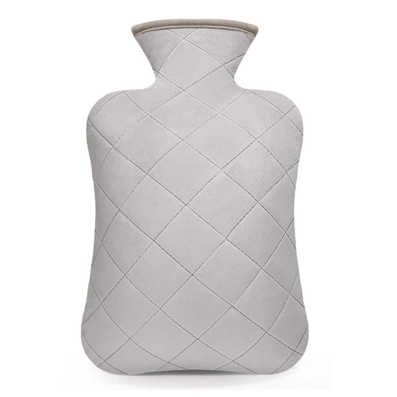 [Australia] - BYXAS Hot Water Bottle with Cover - 2.0L Hot Water Bottles Leak-Proof, Bed Bottle with Super Soft Removable Cover, Hand Foot Warmer, Ideal for Pain Relief, Color Gray Gray A 