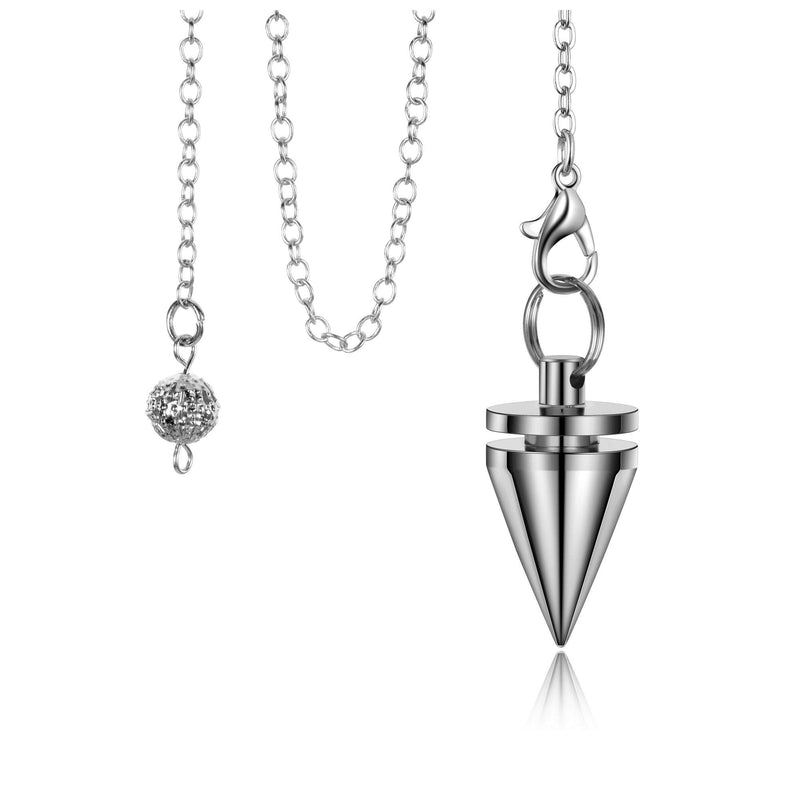 [Australia] - Jovivi Oracle Esoteric Copper Pendulum with Chain Dowsing Tip Pendulum Healing Reiki Energy Therapy Meditation Tensor Silver 
