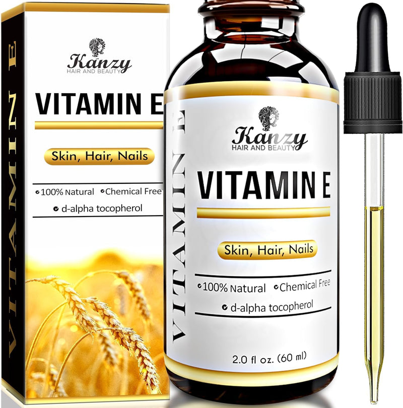 [Australia] - Kanzy Vitamin E Oil Organic Drops for Cosmetics 60ml 100% Natural d-alpha-tocopherol, Anti-Wrinkle, Anti-Aging, Pure Vitamin E Oil Against Wrinkles of All Types, Face, Nails and Hair 60ml (Pack of 1) 