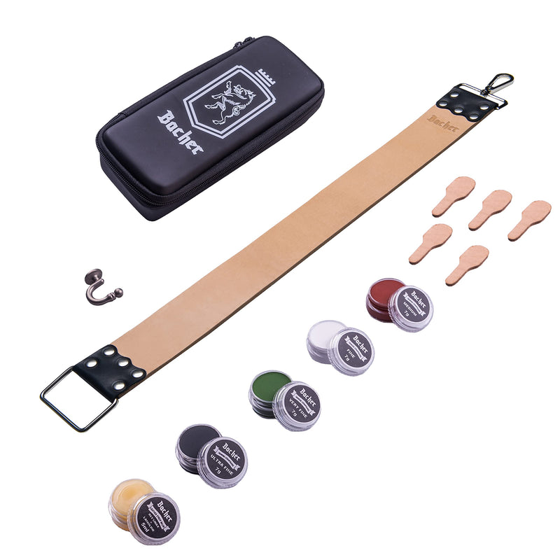 [Australia] - BACHER Premium leather strop for sharpening razors set with polishing paste for strops (REGULAR: 56.5x5 cm) - Accessories for razors Barber Regular: 56.5x5 cm 