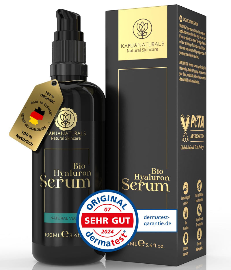 [Australia] - ORGANIC Hyaluronic Serum high dosage • 100ml +Vit E & B5 • 7-fold hyaluronic acid serum face ✓100% Vegan&BIO ✓Anti-aging concentrate ✓ Anti-wrinkle serum natural cosmetics ✓Made in Germany ✓Hyaluronic Acid Serum Hyaluronic Serum 