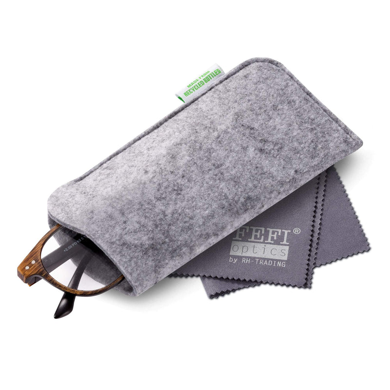 [Australia] - FEFI - insert glasses case made from recycled PET bottles - with high-quality glasses cleaning cloth/microfiber cloth gray 