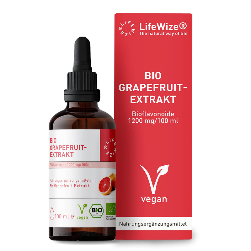 [Australia] - LifeWize® grapefruit seed extract organic drops high dosage with 1200mg / 100ml - vegan, certified organic and without unwanted additives 